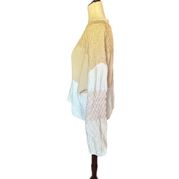 Rails Reese Patchwork Boxy Cable Cardigan- Cream Size M - Picture 3 of 11